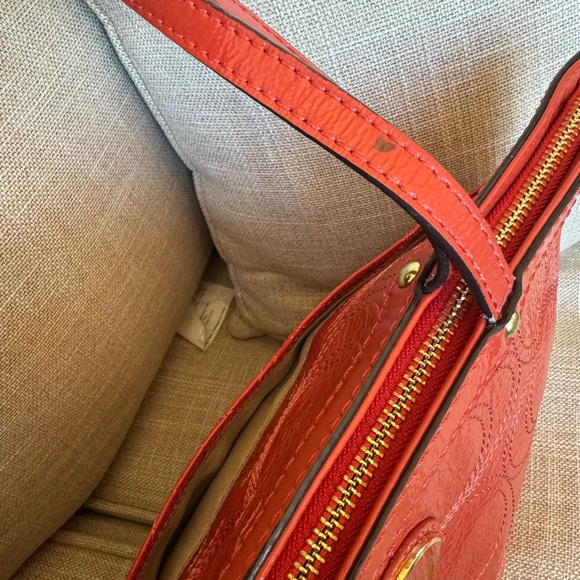 Coach Tangerine Embossed Leather Tote - Picture 6 of 14